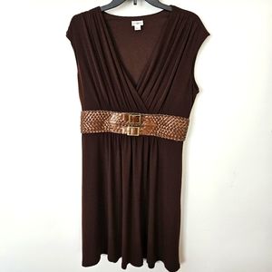 Cato Vintage Sleeveless Brown Dress with Braided Belt Size L NWOT